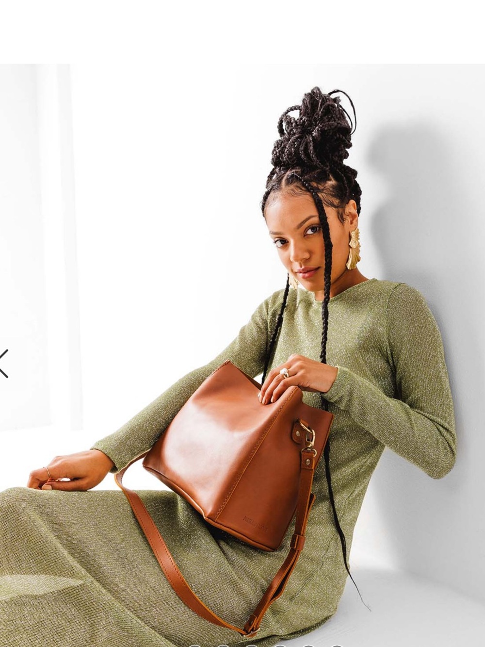 Portland Leather Honey Butterfly Bucket Crossbody Bag - Picture 3 of 11